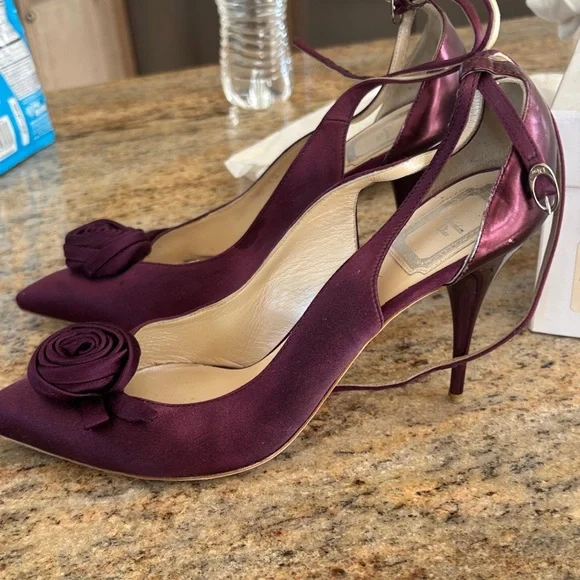 Dior Purple Heels with Floral Accent - Picture 2 of 3